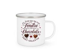quotedazur - Mug À toi qui me fais fondre plus vite que les chocolats de la Saint-Valentin - Tasse Cadeau Amour, Saint-Valentin, Couple Homme - Blanc/Emaillé