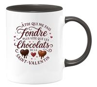 quotedazur - Mug À toi qui me fais fondre plus vite que les chocolats de la Saint-Valentin - Tasse Cadeau Amour, Saint-Valentin, Couple Homme - Noir/Céramique