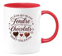 quotedazur - Mug À toi qui me fais fondre plus vite que les chocolats de la Saint-Valentin - Tasse Cadeau Amour, Saint-Valentin, Couple Homme - Rouge/Céramique