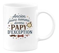 quotedazur - Mug Ancien jeune homme devenu Papy d'exception - Tasse Cadeau Papy Homme - Blanc/Céramique