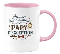 quotedazur - Mug Ancien jeune homme devenu Papy d'exception - Tasse Cadeau Papy Homme - Rose/Céramique