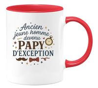 quotedazur - Mug Ancien jeune homme devenu Papy d'exception - Tasse Cadeau Papy Homme - Rouge/Céramique