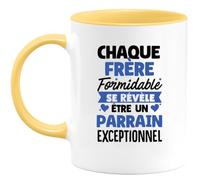 quotedazur - Mug Annonce Parrain - Formidable Se Révèle Être Un Parrain Exceptionnel - Cadeau Futur Parrain - Annonce Grossesse - Jaune/Céramique