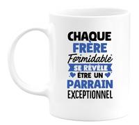quotedazur - Mug Annonce Parrain - Formidable Se Révèle Être Un Parrain Exceptionnel - Cadeau Futur Parrain - Annonce Grossesse - Blanc/Céramique