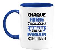 quotedazur - Mug Annonce Parrain - Formidable Se Révèle Être Un Parrain Exceptionnel - Cadeau Futur Parrain - Annonce Grossesse - Bleu/Céramique
