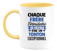 quotedazur - Mug Annonce Tonton - Formidable Se Révèle Être Un Tonton Exceptionnel - Cadeau Futur Tonton - Annonce Grossesse - Jaune/Céramique