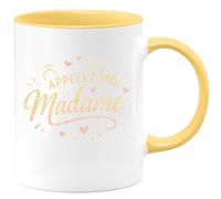 quotedazur - Mug appelez moi madame - Tasse Cadeau Enterrement vie jeune fille Femme - Jaune/Céramique