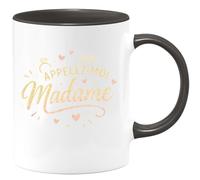 quotedazur - Mug appelez moi madame - Tasse Cadeau Enterrement vie jeune fille Femme - Noir/Céramique
