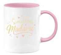 quotedazur - Mug appelez moi madame - Tasse Cadeau Enterrement vie jeune fille Femme - Rose/Céramique