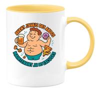 quotedazur - Mug Avant j'avais des abdos, maintenant j'ai des excuses - Tasse Cadeau Humour Homme - Jaune/Céramique