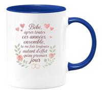 quotedazur - Mug Bébé, après toutes ces années ensemble, tu me fais toujours autant d'effet qu'au premier jour - Tasse Cadeau Amour, Saint-Valentin, Couple Homme - Bleu/Céramique