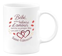 quotedazur - Mug Bébé, notre histoire d'amour mérite sa propre fête pas juste la Saint-Valentin - Tasse Cadeau Amour, Saint-Valentin, Couple Homme - Blanc/Céramique
