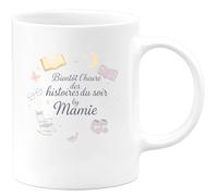 quotedazur - Mug Bientôt l'heure des histoires du soir by Mamie - Tasse Cadeau Annonce Grossesse Naissance Mamie Femme - Blanc/Céramique