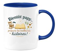 quotedazur - Mug Bientôt papy... prépare tes meilleures histoires Tasse Cadeau Annonce Grossesse Naissance Homme Bleu/Céramique