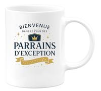 quotedazur - Mug Bienvenue dans le club des parrains d'exception - Tasse Cadeau Baptême Demande Futur Parrain Homme - Blanc/Céramique
