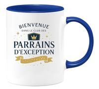 quotedazur - Mug Bienvenue dans le club des parrains d'exception - Tasse Cadeau Baptême Demande Futur Parrain Homme - Bleu/Céramique