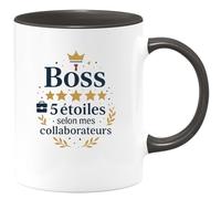 quotedazur - Mug Boss 5 étoiles selon mes collaborateurs - Tasse Cadeau Boss Homme - Noir/Céramique