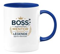 quotedazur - Mug Boss aujourd'hui, mentor demain, légende après-demain - Tasse Cadeau Boss Homme - Bleu/Céramique