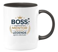 quotedazur - Mug Boss aujourd'hui, mentor demain, légende après-demain - Tasse Cadeau Boss Homme - Noir/Céramique