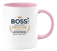 quotedazur - Mug Boss aujourd'hui, mentor demain, légende après-demain - Tasse Cadeau Boss Homme - Rose/Céramique