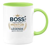 quotedazur - Mug Boss aujourd'hui, mentor demain, légende après-demain - Tasse Cadeau Boss Homme - Vert/Céramique