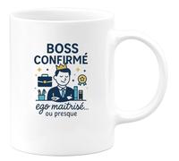 quotedazur - Mug Boss confirmé, ego maîtrisé... ou presque - Tasse Cadeau Boss Homme - Blanc/Céramique