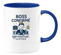 quotedazur - Mug Boss confirmé, ego maîtrisé... ou presque - Tasse Cadeau Boss Homme - Bleu/Céramique