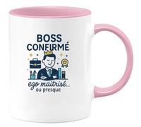 quotedazur - Mug Boss confirmé, ego maîtrisé... ou presque - Tasse Cadeau Boss Homme - Rose/Céramique