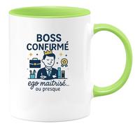 quotedazur - Mug Boss confirmé, ego maîtrisé... ou presque - Tasse Cadeau Boss Homme - Vert/Céramique