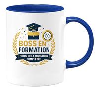 quotedazur - Mug Boss en formation : 100% de la formation complétée - Tasse Cadeau Boss Homme - Bleu/Céramique