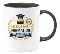 quotedazur - Mug Boss en formation : 100% de la formation complétée - Tasse Cadeau Boss Homme - Noir/Céramique
