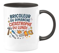 quotedazur - Mug Bricoleur du dimanche, catastrophe du lundi - Tasse Cadeau Humour Homme - Noir/Céramique