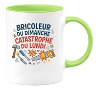 quotedazur - Mug Bricoleur du dimanche, catastrophe du lundi - Tasse Cadeau Humour Homme - Vert/Céramique