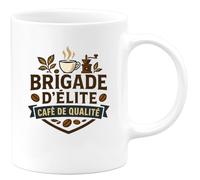 quotedazur - Mug Brigade d'élite, café de qualité - Tasse Cadeau Gendarme Homme - Blanc/Céramique