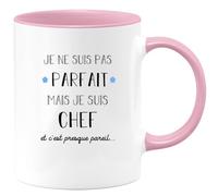 quotedazur - Mug Cadeau Boss Patron Je Ne Suis Pas Parfait Mais Chef Tasse Rose/Céramique