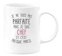 quotedazur - Mug Cadeau Chef - Je Ne Suis Pas Parfaite Mais Je Suis Chef - Tasse Cadeau Chef Femme - Blanc/Céramique