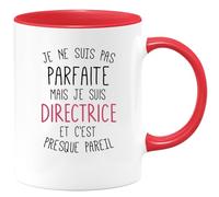 quotedazur - Mug Cadeau Directrice - Je Ne Suis Pas Parfaite Mais Je Suis Directrice - Tasse Cadeau Directrice Femme - Rouge/Céramique