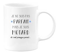 quotedazur - Mug Cadeau Motard Homme - Je Ne Suis Pas Parfait Mais Je Suis Motard - Tasse Cadeau Biker Fan De Moto - Blanc/Céramique