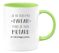 quotedazur - Mug Cadeau Motard Homme - Je Ne Suis Pas Parfait Mais Je Suis Motard - Tasse Cadeau Biker Fan De Moto - Vert/Céramique
