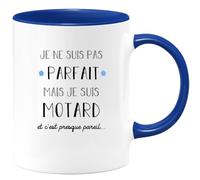 quotedazur - Mug Cadeau Motard Homme - Je Ne Suis Pas Parfait Mais Je Suis Motard - Tasse Cadeau Biker Fan De Moto - Bleu/Céramique