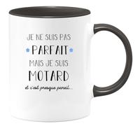 quotedazur - Mug Cadeau Motard Homme - Je Ne Suis Pas Parfait Mais Je Suis Motard - Tasse Cadeau Biker Fan De Moto - Noir/Céramique