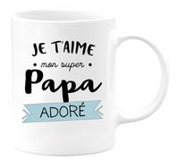 quotedazur - Mug Cadeau Papa Je T'aime Mon Super Adoré Tasse Fêtes des Pères Humour Anniversaire Blanc/Céramique