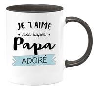 quotedazur - Mug Cadeau Papa Je T'aime Mon Super Adoré Tasse Fêtes des Pères Humour Anniversaire Noir/Céramique