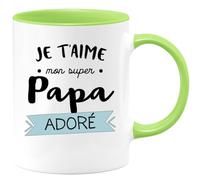 quotedazur - Mug Cadeau Papa Je T'aime Mon Super Adoré Tasse Fêtes des Pères Humour Anniversaire Vert/Céramique
