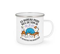 quotedazur - Mug Ce bureau perd 90% de son QI. Il en restait pas beaucoup - Tasse Cadeau Départ collègue - Blanc/Emaillé