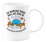 quotedazur - Mug Ce bureau perd 90% de son QI. Il en restait pas beaucoup - Tasse Cadeau Départ collègue - Blanc/Céramique