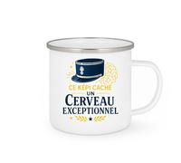 quotedazur - Mug Ce képi cache un cerveau exceptionnel - Tasse Cadeau Gendarme Homme - Blanc/Emaillé