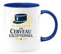 quotedazur - Mug Ce képi cache un cerveau exceptionnel - Tasse Cadeau Gendarme Homme - Bleu/Céramique