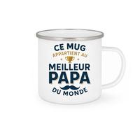 quotedazur - Mug Ce mug appartient au meilleur papa du monde - Tasse Cadeau Papa Homme - Blanc/Emaillé