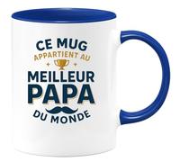 quotedazur - Mug Ce mug appartient au meilleur papa du monde - Tasse Cadeau Papa Homme - Bleu/Céramique
